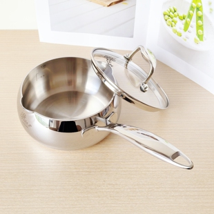 维乐仕316不锈钢奶锅宝宝辅食热奶煮面锅加厚三层一体14cm