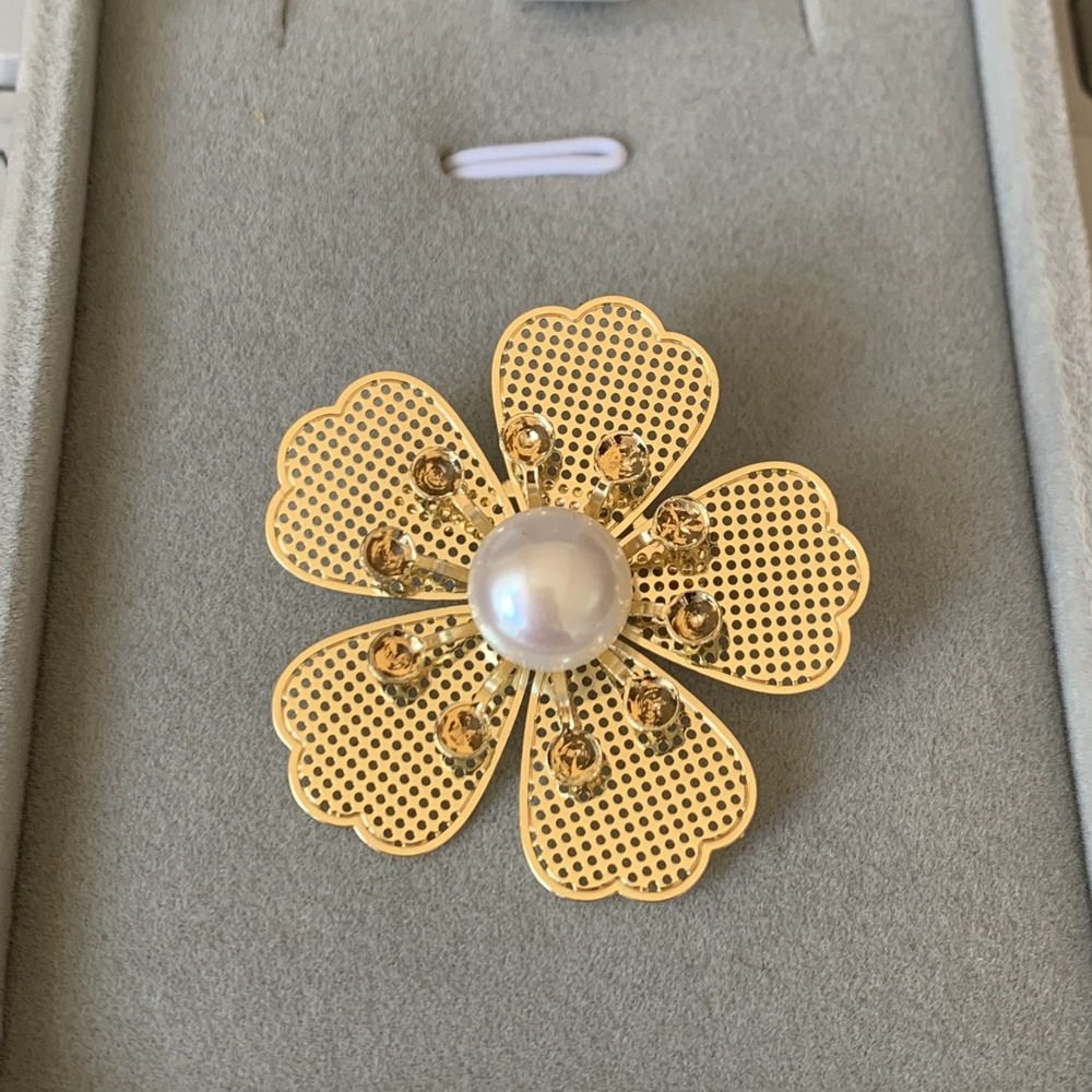 精品 婴儿肌 镜面极亮光泽丝滑全无瑕天然白色AK珍珠胸针胸花樱花