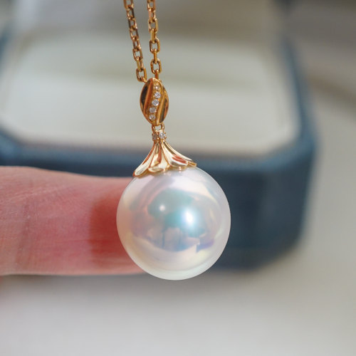 18K 稀有极光大颗粒天然AK珍珠吊坠 澳白平替 15*14mm