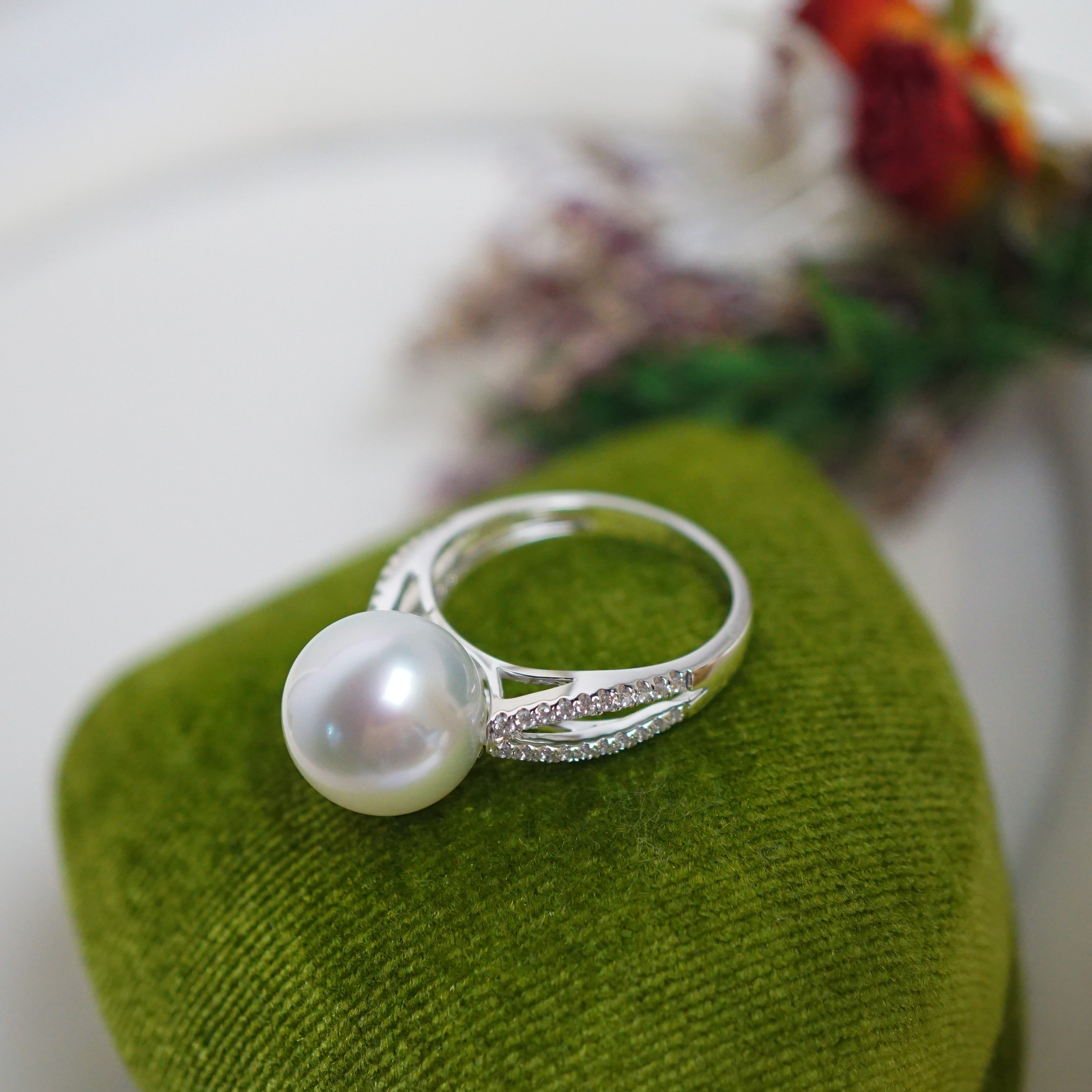 18k 澳白维纳斯 冷白全无暇天热澳白珍珠戒指  11.3mm