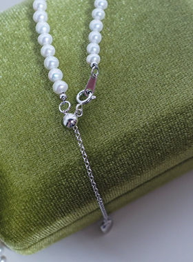 S925银扣 天然白色珍珠项链 极光纯白全无暇 4.5mm 79-84cm