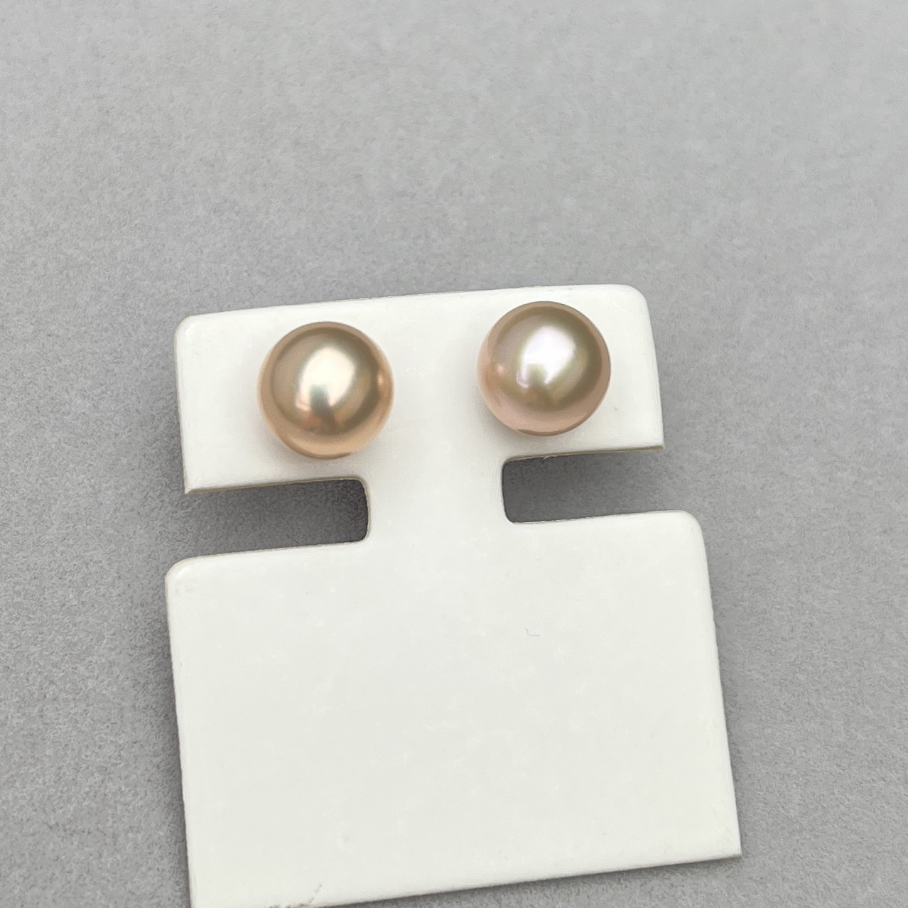 S925银 镜面极亮正圆丝滑 极微瑕 天然淡粉色珍珠耳环素耳钉8.6mm