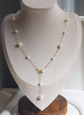 18K极亮正圆无暇天然白色AK珍珠项链路路通满天星两戴款4.5-7.3mm