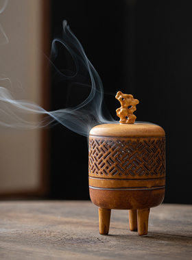 祺山堂仿古盘香炉禅意家居摆件