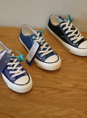 EVENSTAR暮星 宝蓝黑色帆布鞋1970s韩版学生男鞋女复刻百搭板鞋子