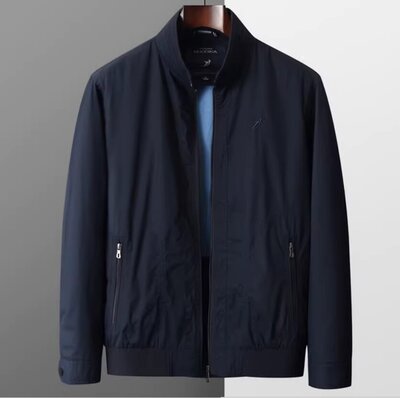 男士春秋薄款立领纯棉商务夹克