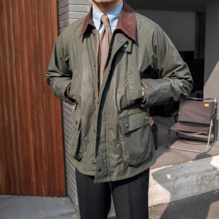 阿美咔叽美式 防水风衣工装 英伦复古外套 油蜡夹克男式 复刻BBR猎装