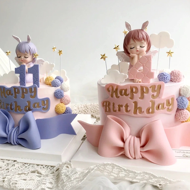 网红公主主题蛋糕装饰卡通安妮皇冠女孩玩偶摆件宝宝周岁生日装扮