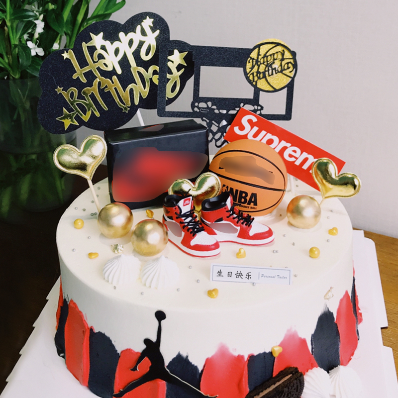 篮球主题蛋糕装饰迷你aj篮球鞋盒模型男孩生日派对甜品台装扮摆件