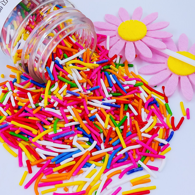 彩色糖针蛋糕装饰巧克力彩针可食用生日摆件冰淇淋甜甜圈烘焙糖珠