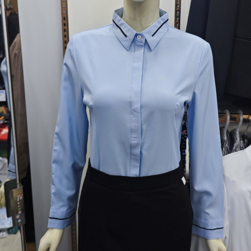 驰莉卡修身商务单排多扣长袖