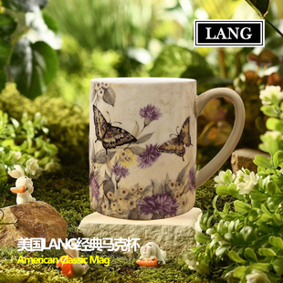 出口原单美国LANG陶瓷马克杯经典 咖啡杯早餐牛奶杯茶杯水杯子 美式