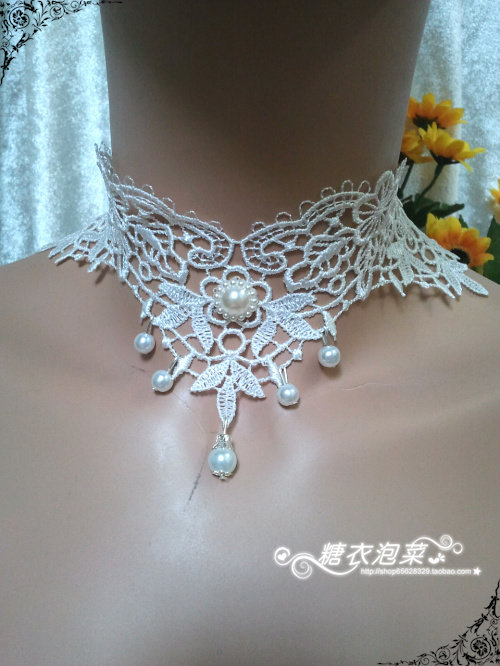 欧美复古星星 云朵 蕾丝女款哥特手链 手饰 颈链套装 米白手饰品