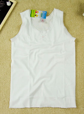 [四件包邮]元首儿童内衣 女童百搭纯棉无缝花边背心G34501