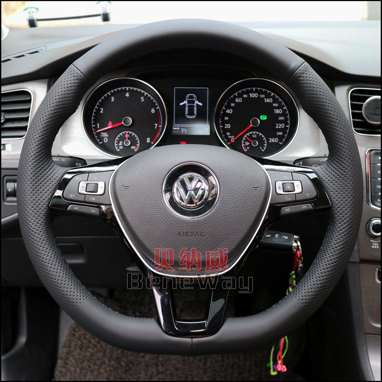 大众凌渡途观途昂辉昂新能源高尔夫嘉旅迈腾专用真皮手缝方向盘套