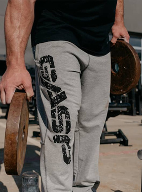 God健身欧美原版长裤男肌肉男神秋冬运动跑步纯棉大码训练宽松裤