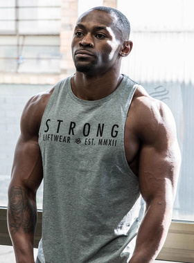 美式无袖宽肩背心男健身吸汗宽松大码运动衣肌肉硬汉训练坎肩T恤