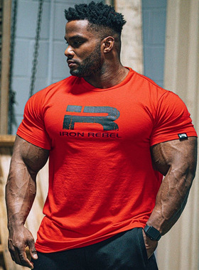 IR正品欧美原版环球野兽健身短袖全棉休闲大码宽松透气健美弹性衣