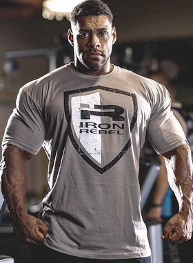 轮子哥同款夏短袖男运动t恤棉质透气健身服宽松休闲半袖跑步上衣