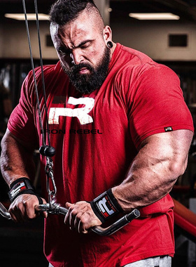 肌肉男神健身大码宽松T恤兄弟透气吸汗弹力健美训练运动短袖潮流