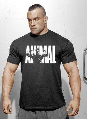 God健身环球野兽硬核T恤男宽松肌肉健美弹力训练大码运动衣短袖潮