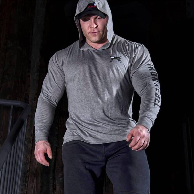 肌肉男健身宽松套头衫连帽卫衣