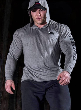 肌肉男神IR连帽卫衣男士潮流秋冬新款运动健身休闲宽松套头衫外套