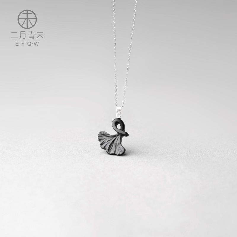 二月青未木黑檀木O型女清新项链