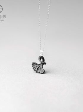 二月青未木黑檀木O型女清新项链