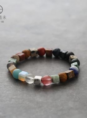 女天然宝石文艺手链原创设计