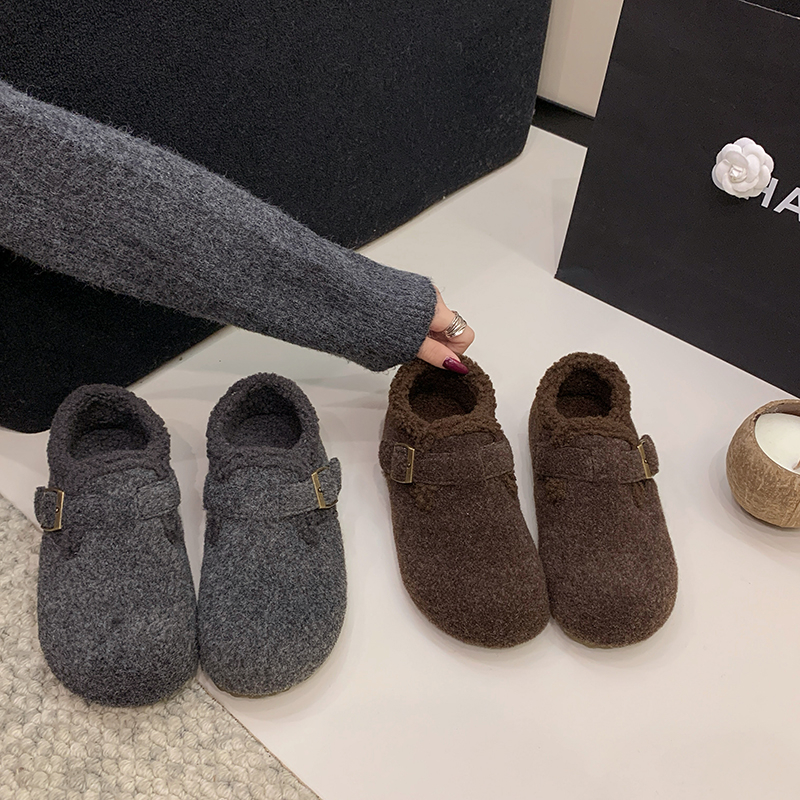 厚底毛毡加绒保暖勃肯鞋2025新款