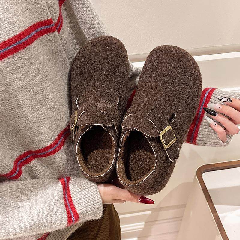 复古圆头毛毡加绒勃肯鞋女加绒秋冬季一脚蹬保暖棉瓢鞋毛呢乐福鞋,女鞋,勃肯鞋/软木鞋,淘宝优惠券,粉丝福利购,淘宝优惠卷