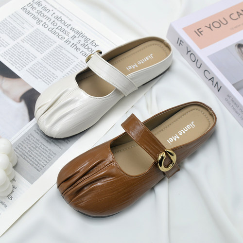 复古玛丽珍包头半拖防滑踩屎感