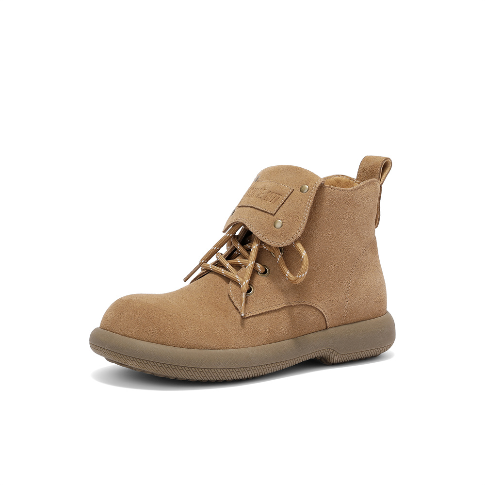 专柜正品森达马丁靴女2025冬季新款翻盖徒步户外短靴ZTI18DD5