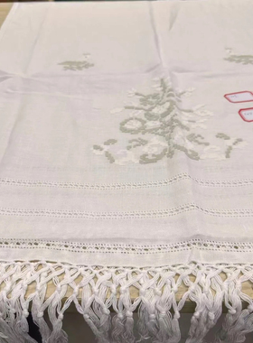 C003亚麻灰色流苏面巾(大)65*120cm