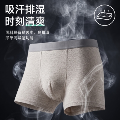 男士罗布麻彩棉内裤柔软中腰A116