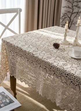 A312机钩 长方桌布 本色 棉质 125×180cm手工diy
