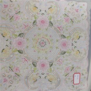 30cm 彩绣粉色满工手帕 一条出 O242