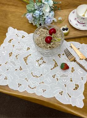 G311  满工盘垫白色棉麻质25*40cm有氧化