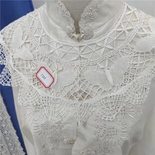 细线手工棒槌蝴蝶花边领子45*14cm*2条装白色棉质镂空假领子B201