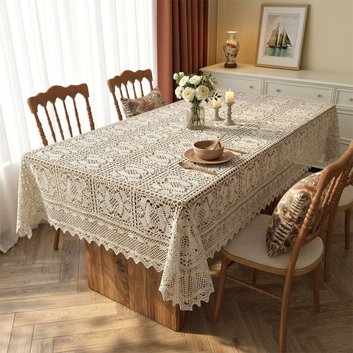 C201 机钩 长方桌布 本色 棉质 125×180cm手工diy