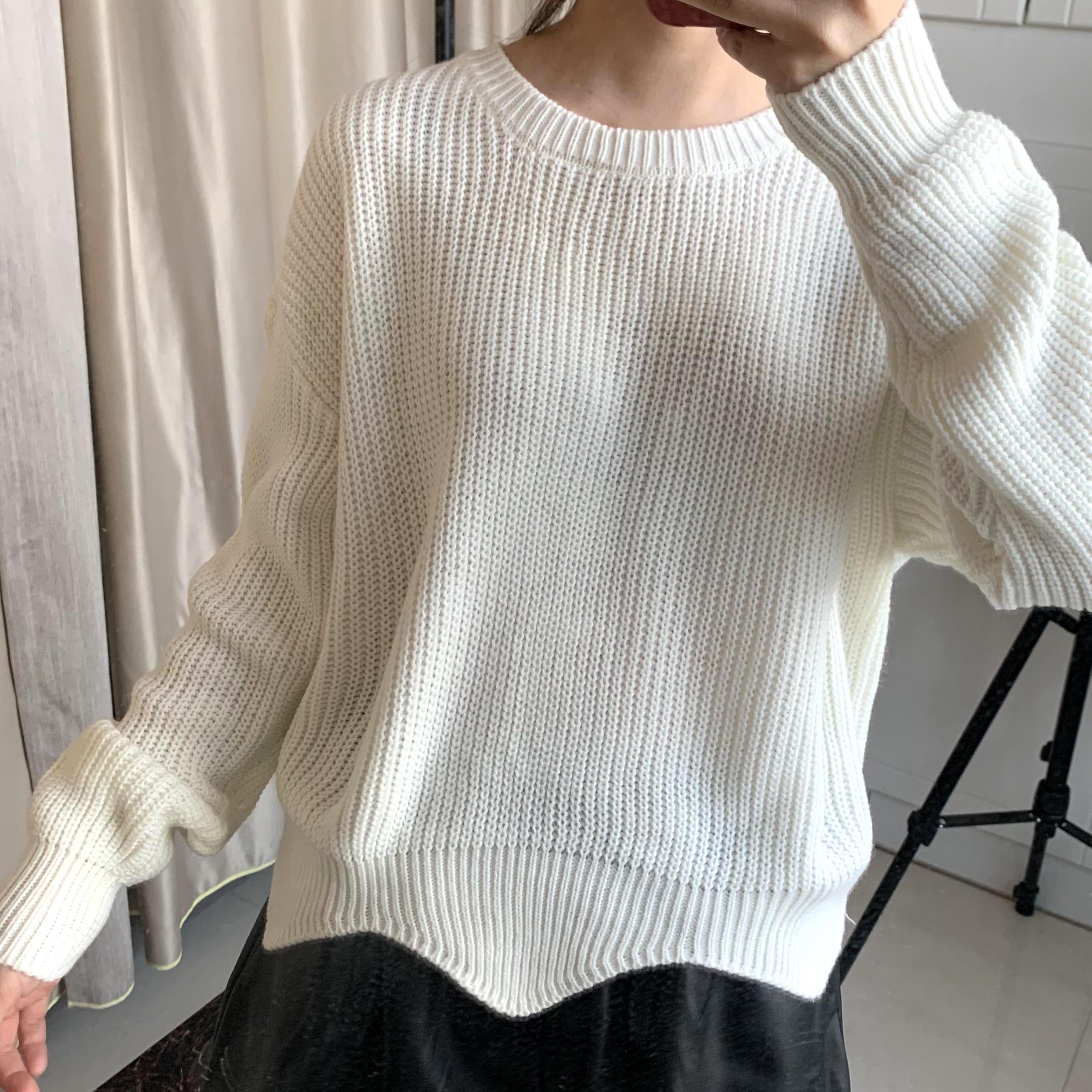 针织毛衣 春秋新款女装纯色蝙蝠毛衣