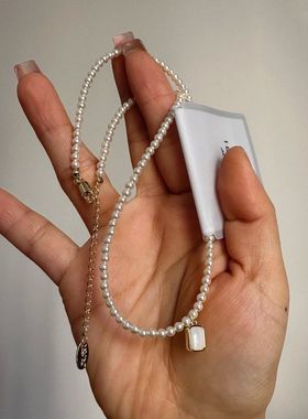 欧比雅比气质百搭仿珍珠高级感法式贝母时尚温柔锁骨项链04886