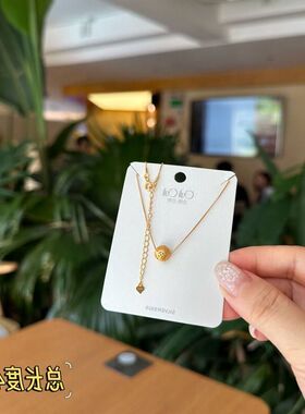 古丽古丽s925纯银8毫米路路通复古吊坠项链气质百搭女锁骨链07162