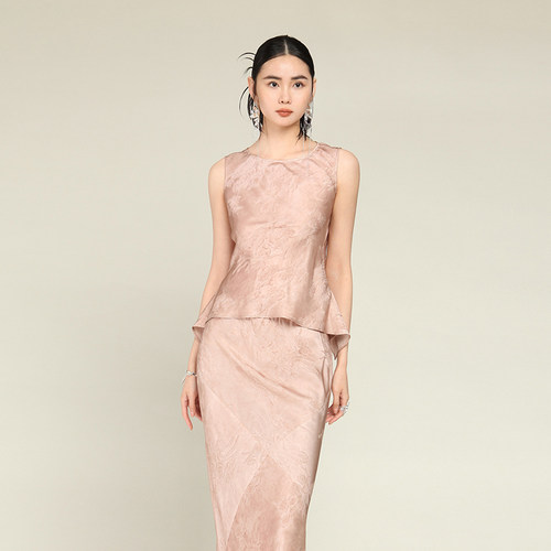 MIA HAN夏季新品百搭修身新中式真丝高级感无袖背心上衣女斜裁