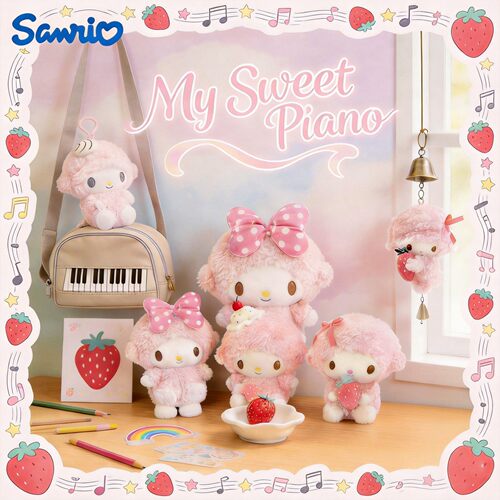 正版三丽鸥piano毛绒书包挂件