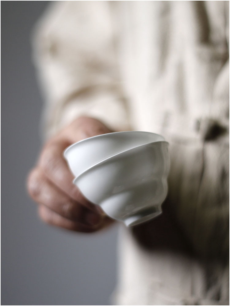 薄胎骨瓷葫芦杯茶杯纯白单杯防烫