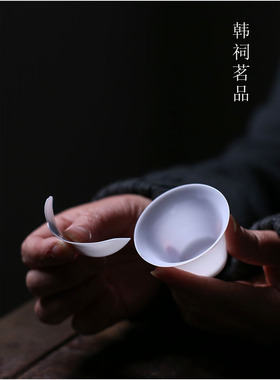 梧竹幽居｜阡陌怀旧马蹄杯潮州工夫小茶杯白瓷薄胎30cc反口杯单只