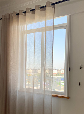 洛可可百灵鸟色麻纱帘客厅卧室咖色美式透景棕色结实透光窗纱