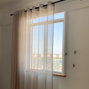 洛可可百灵鸟色麻纱帘客厅卧室咖色美式透景棕色结实透光窗纱